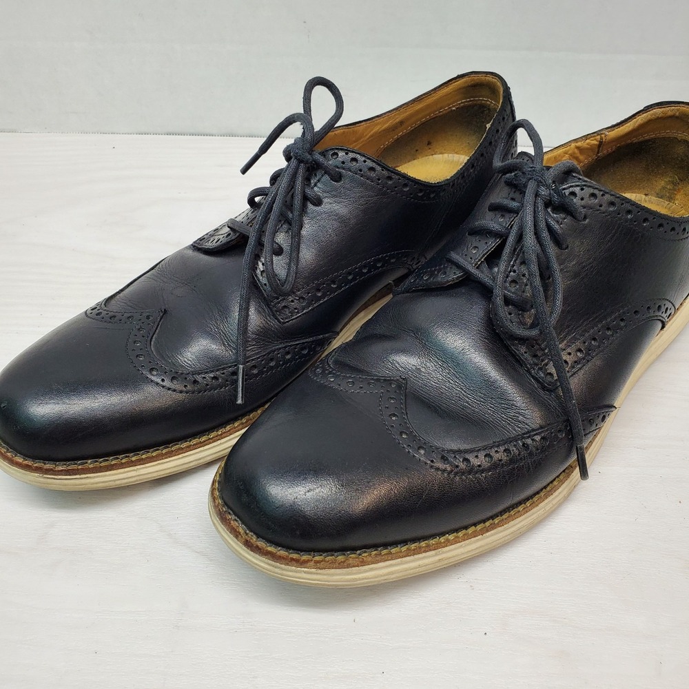 Cole Hann‎ Black Leather Oxfords Wingtip Shoes Mens 10.5 M C14110 Fast Shipping